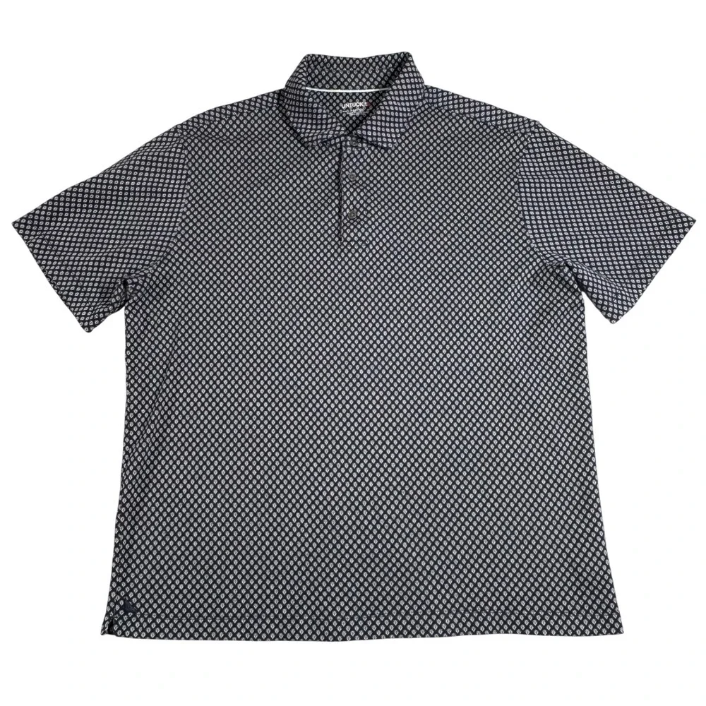 UNTUCKit TAYO Mens X-Large Regular Fit Nav 40917 Short‎ Sleeve Polo Shirt Cotton - Picture 2 of 8